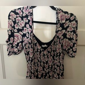 Abercrombie blue and pink floral dress - LARGE